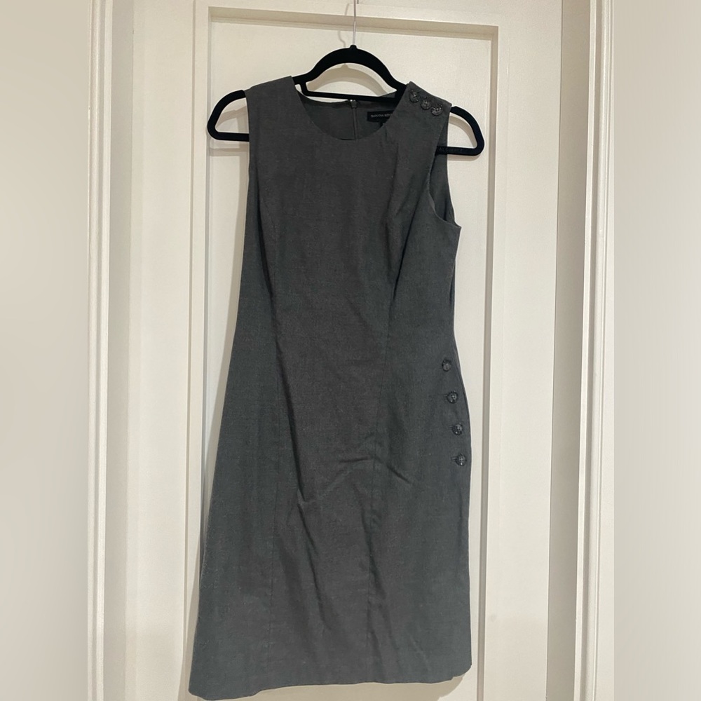 Banana republic grey sheath dress size 6 with button detail